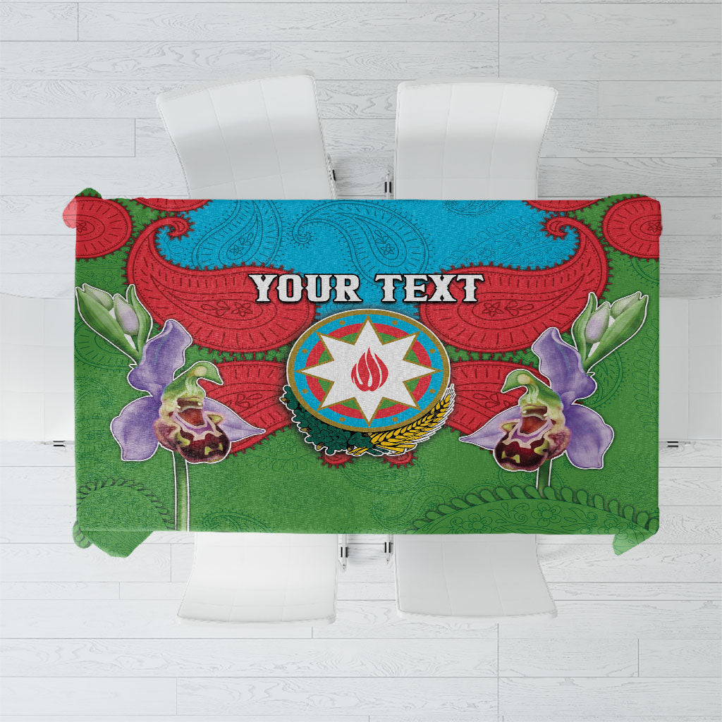 Personalized Azerbaijan Tablecloth Khari Bulbul Buta Pattern Emblem Flame