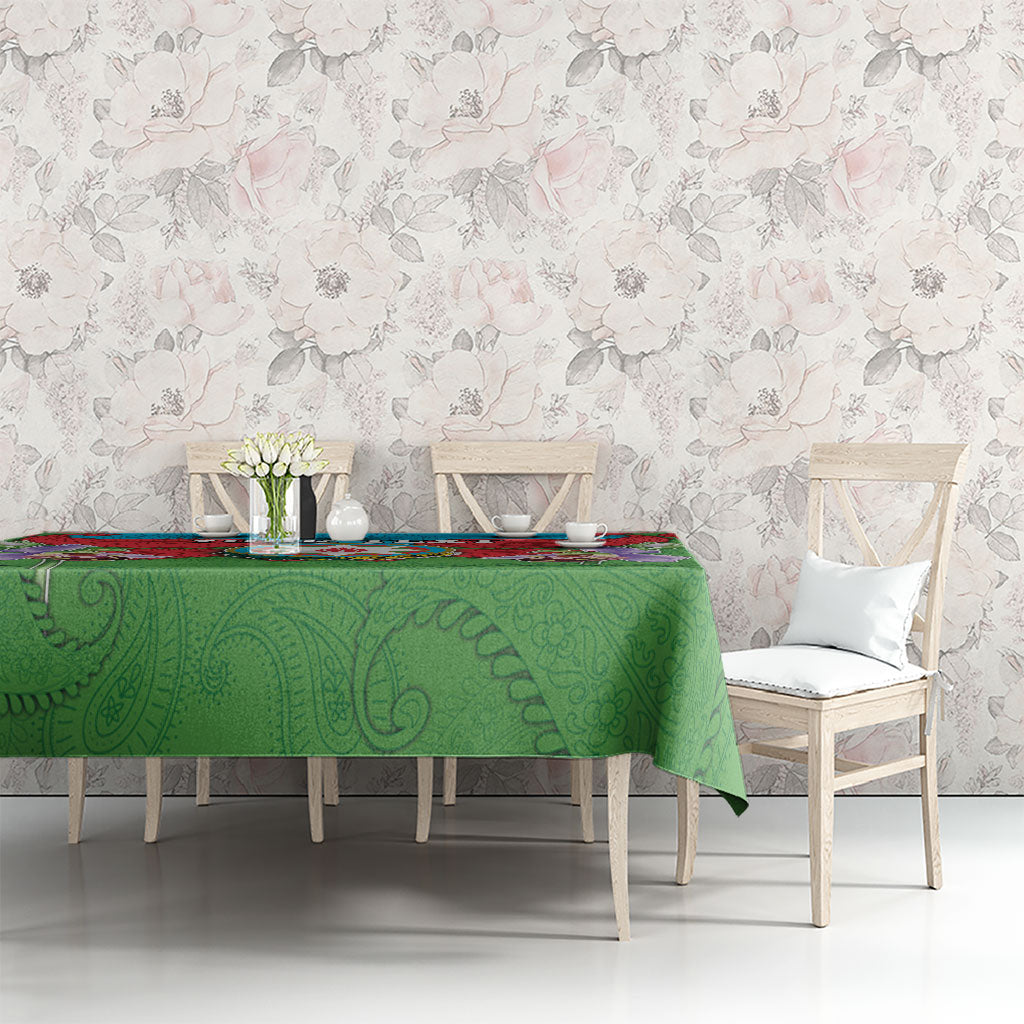 Personalized Azerbaijan Tablecloth Khari Bulbul Buta Pattern Emblem Flame
