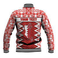 Personalized Bahrain Baseball Jacket Royal Coat Of Arms And Map Islamic Pattern