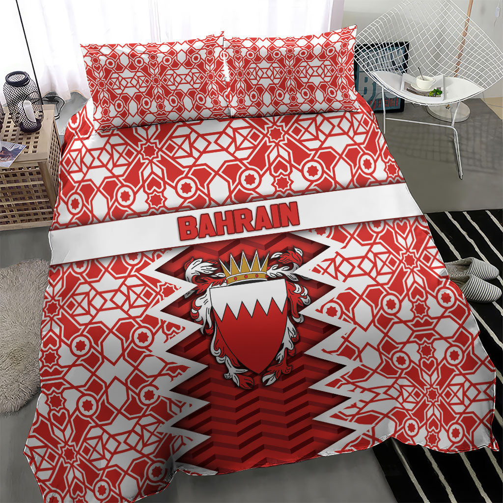 Bahrain Bedding Set Royal Coat Of Arms And Map Islamic Pattern