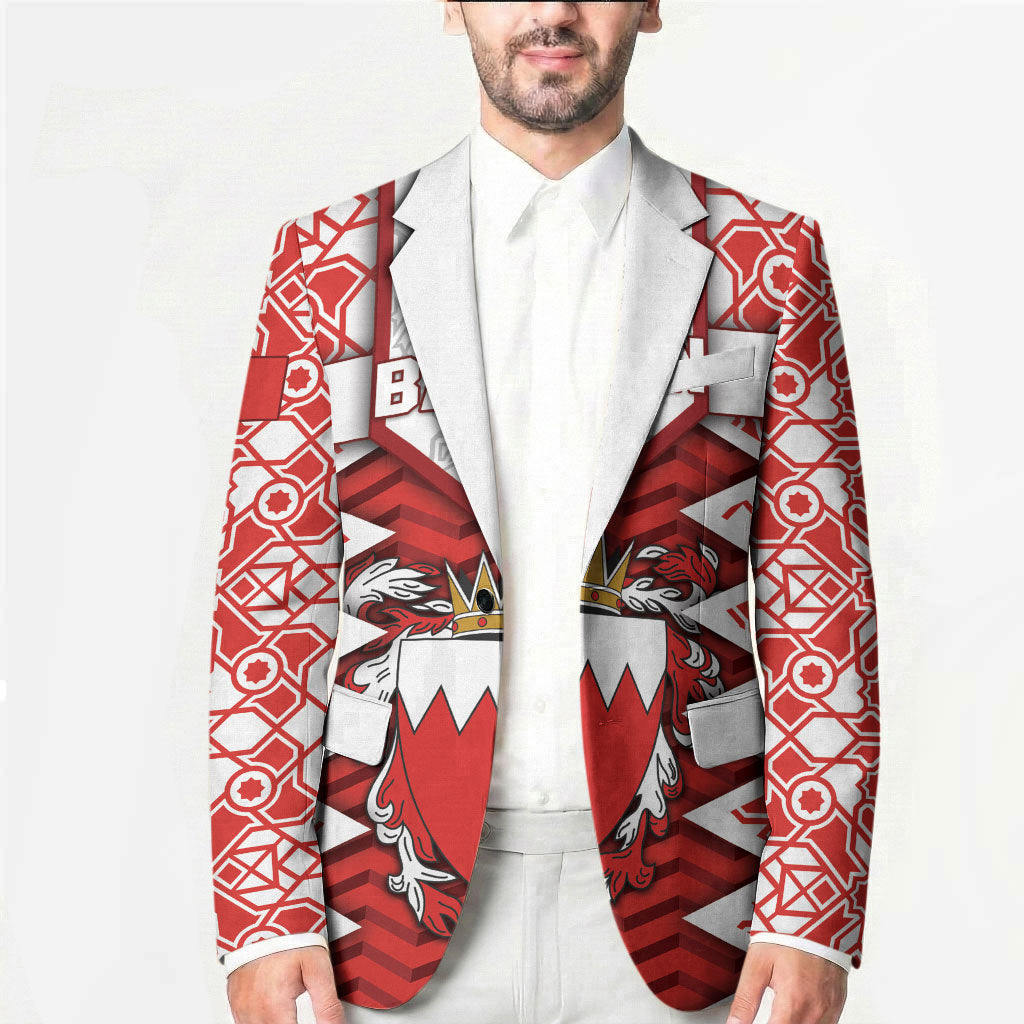 Personalized Bahrain Blazer Royal Coat Of Arms And Map Islamic Pattern