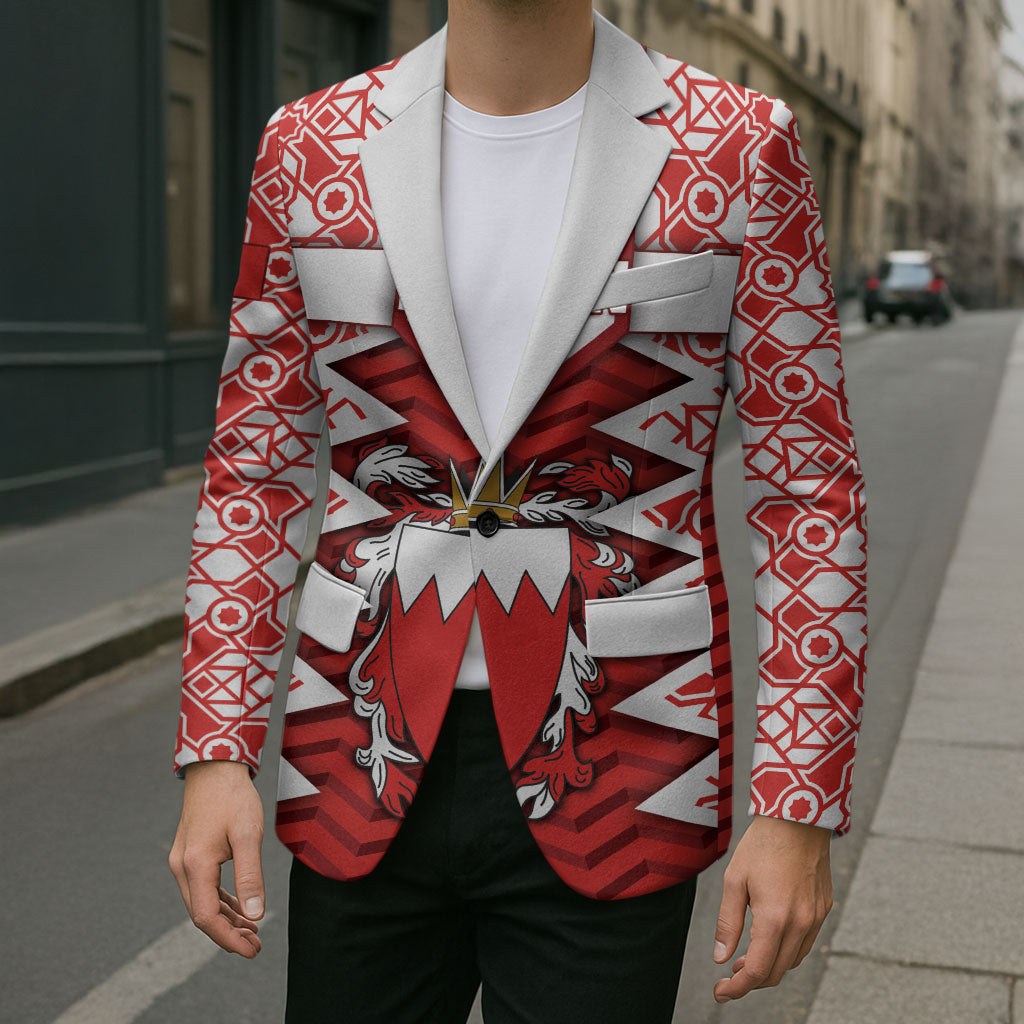 Personalized Bahrain Blazer Royal Coat Of Arms And Map Islamic Pattern