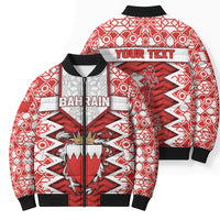 Personalized Bahrain Bomber Puffer Jacket Royal Coat Of Arms And Map Islamic Pattern