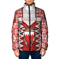 Personalized Bahrain Padded Jacket Royal Coat Of Arms And Map Islamic Pattern