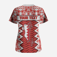 Personalized Bahrain Scrub Top Royal Coat Of Arms And Map Islamic Pattern