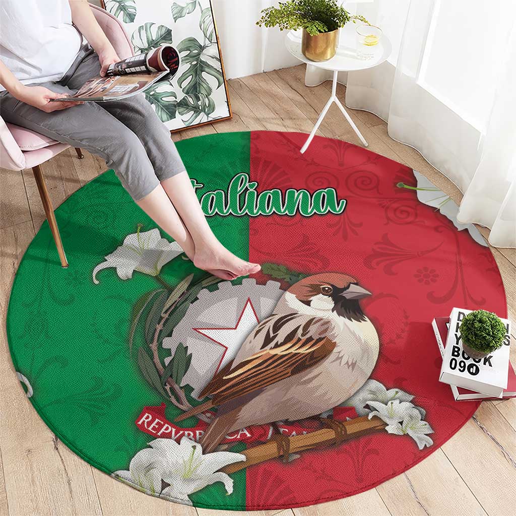 Italy Round Carpet Sparrow With Symbol Italiana - Wonder Print Shop