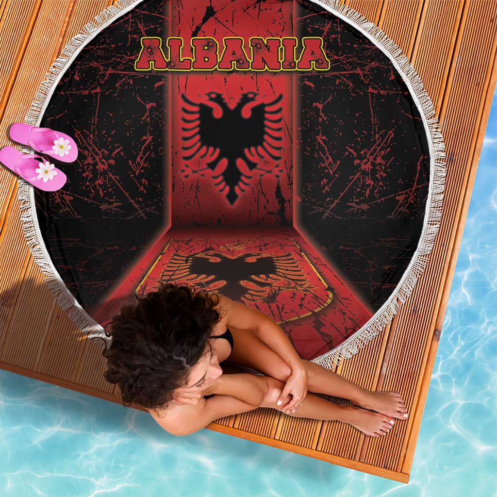 Albania Beach Blanket Black Double Headed Eagle - Wonder Print Shop