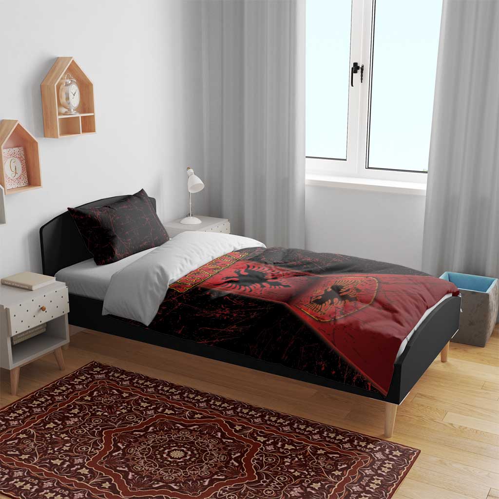 Albania Bedding Set Black Double Headed Eagle - Wonder Print Shop