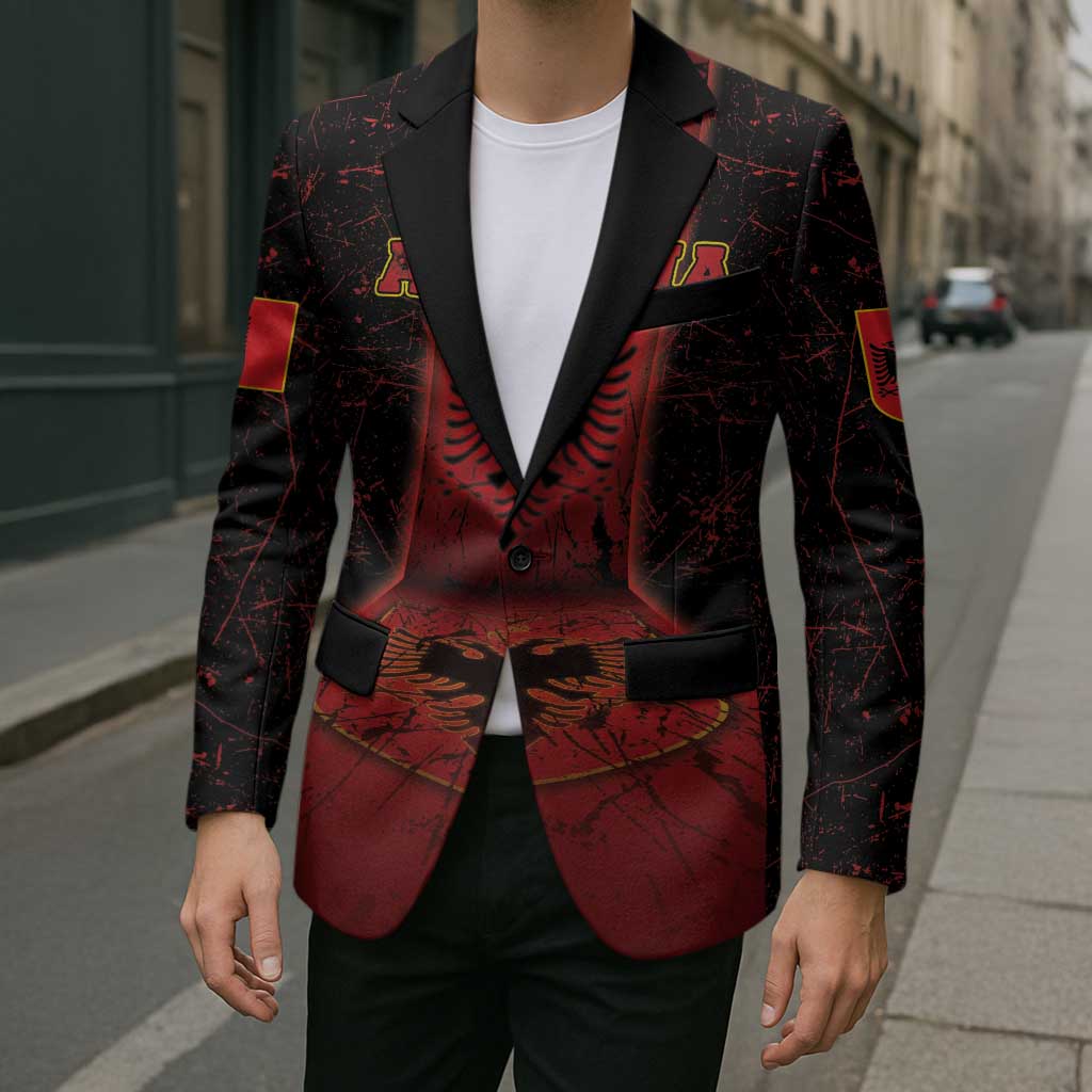 Personalized Albania Blazer Black Double Headed Eagle - Wonder Print Shop