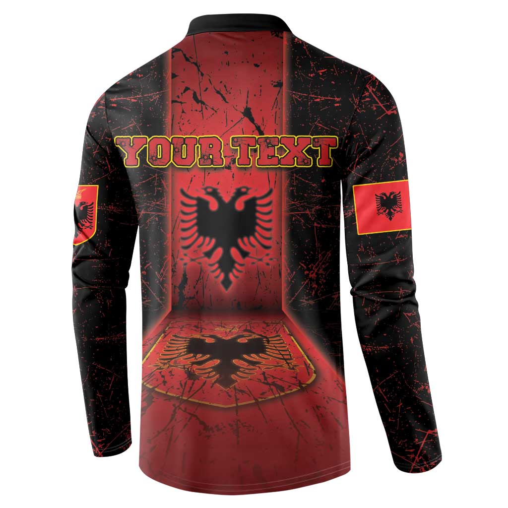 Personalized Albania Button Sweatshirt Black Double Headed Eagle - Wonder Print Shop