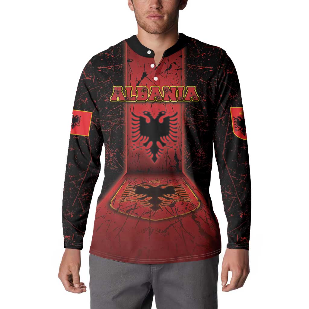 Personalized Albania Button Sweatshirt Black Double Headed Eagle - Wonder Print Shop