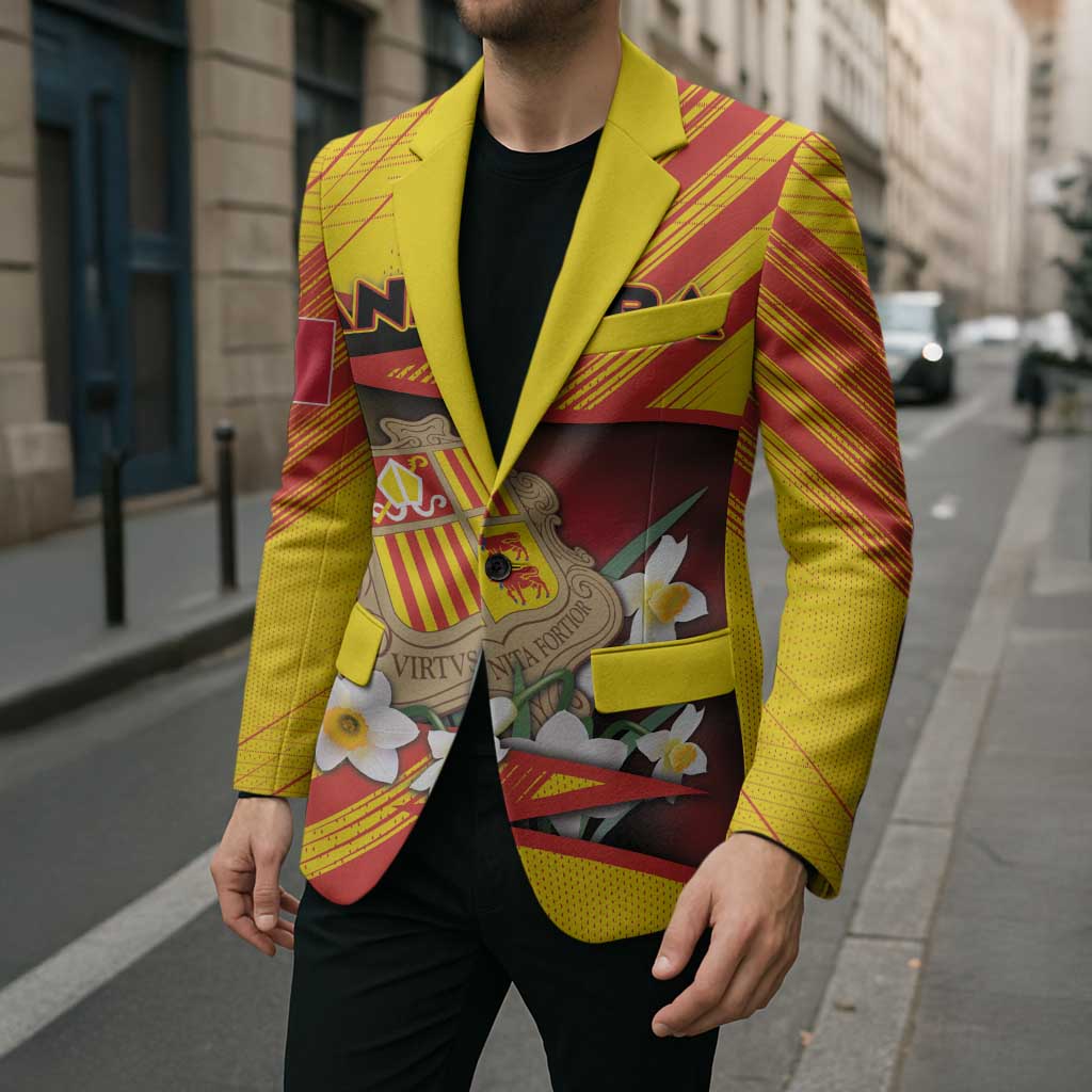 Personalized Andorra Blazer The Grandalla Flowers With Symbol - Wonder Print Shop