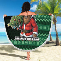 Bigfoot Christmas Beach Blanket Squatching Through The Snow - Wonder Print Shop