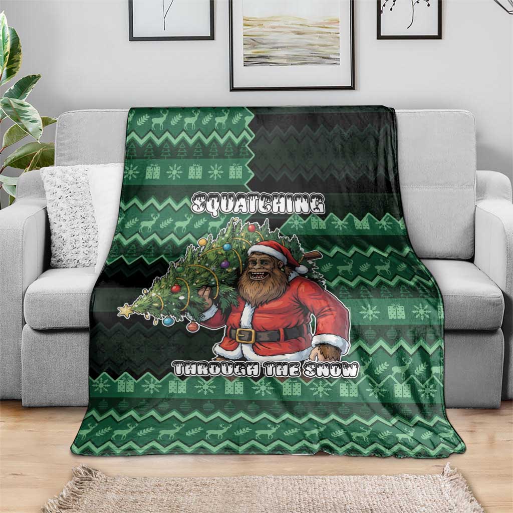 Bigfoot Christmas Blanket Squatching Through The Snow - Wonder Print Shop