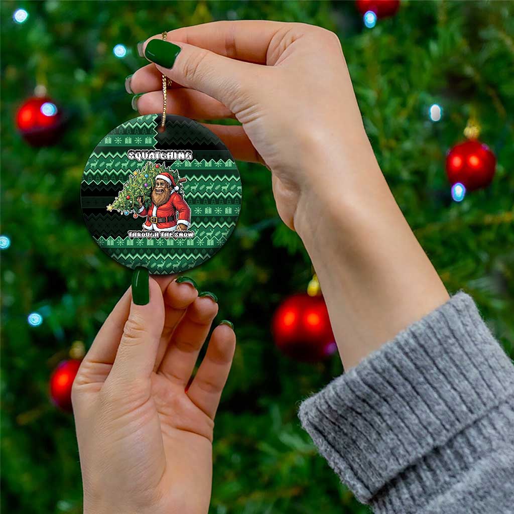 Bigfoot Christmas Ceramic Ornament Squatching Through The Snow - Wonder Print Shop