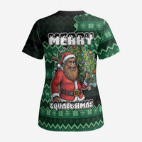 Bigfoot Christmas Scrub Top Squatching Through The Snow - Wonder Print Shop
