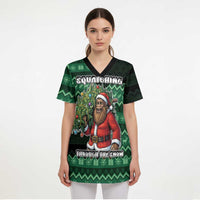 Bigfoot Christmas Scrub Top Squatching Through The Snow - Wonder Print Shop