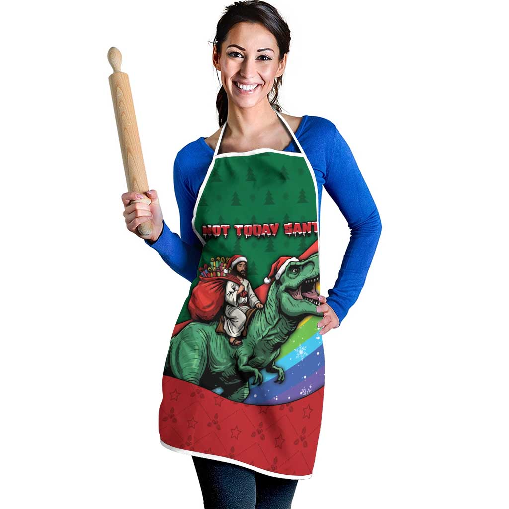 T Rex And Jesus Christmas Apron Not Today Santa - Wonder Print Shop