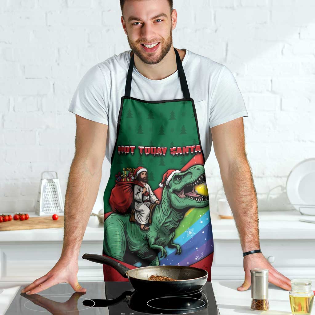 T Rex And Jesus Christmas Apron Not Today Santa - Wonder Print Shop