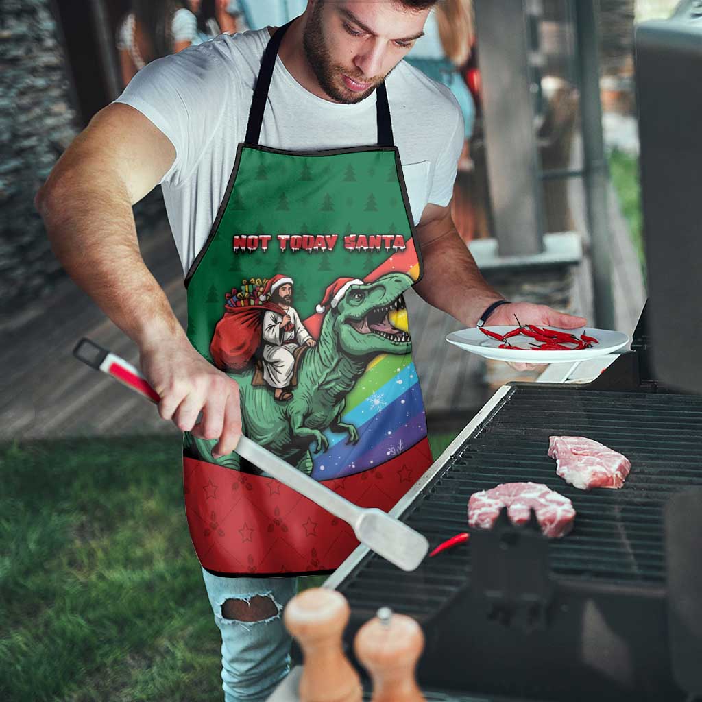 T Rex And Jesus Christmas Apron Not Today Santa - Wonder Print Shop
