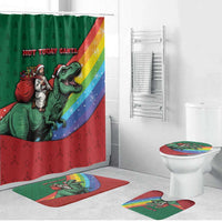 T Rex And Jesus Christmas Bathroom Set Not Today Santa - Wonder Print Shop