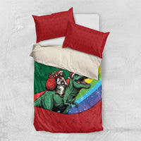 T Rex And Jesus Christmas Bedding Set Not Today Santa - Wonder Print Shop