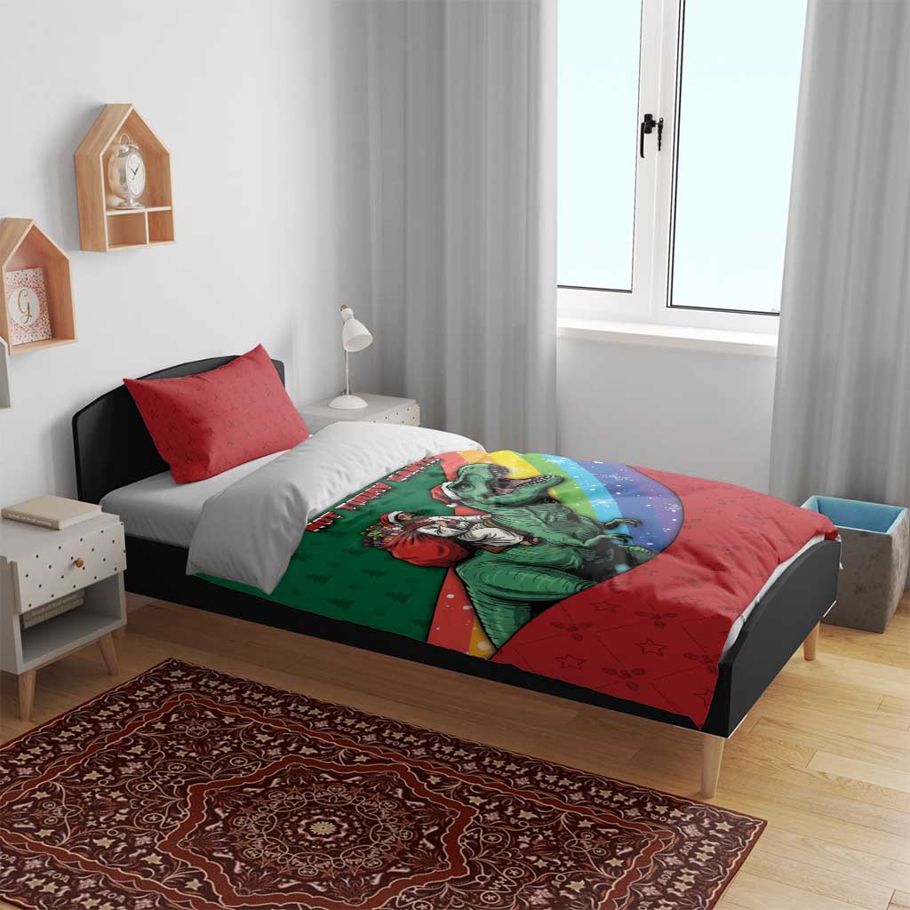 T Rex And Jesus Christmas Bedding Set Not Today Santa - Wonder Print Shop