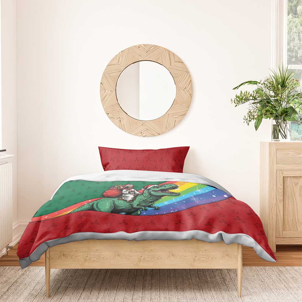 T Rex And Jesus Christmas Bedding Set Not Today Santa - Wonder Print Shop
