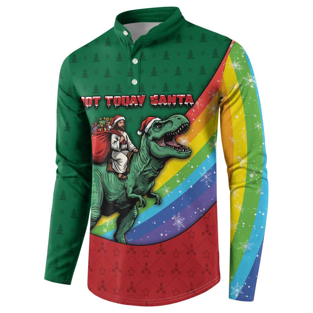 T Rex And Jesus Christmas Button Sweatshirt Not Today Santa - Wonder Print Shop