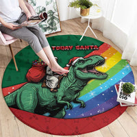 T Rex And Jesus Christmas Round Carpet Not Today Santa - Wonder Print Shop