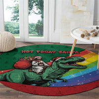 T Rex And Jesus Christmas Round Carpet Not Today Santa - Wonder Print Shop