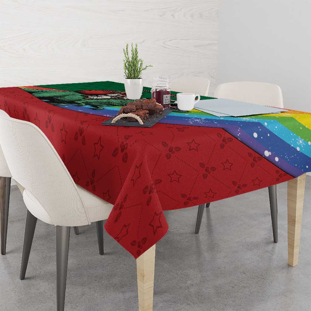 T Rex And Jesus Christmas Tablecloth Not Today Santa - Wonder Print Shop