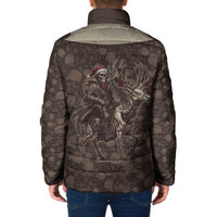 Western Yoke Padded Jacket Skeleton Cowboy Santa On A Reindeer - Wonder Print Shop