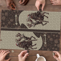 Western Yoke Puzzle Skeleton Cowboy Santa On A Reindeer - Wonder Print Shop