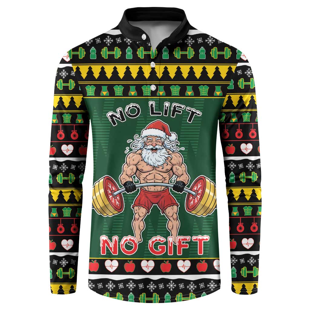 Xmas Gymer Christmas Button Sweatshirt No Lift No Gift - Wonder Print Shop