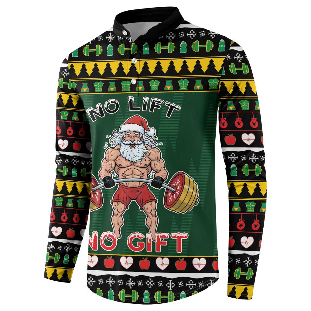 Xmas Gymer Christmas Button Sweatshirt No Lift No Gift - Wonder Print Shop