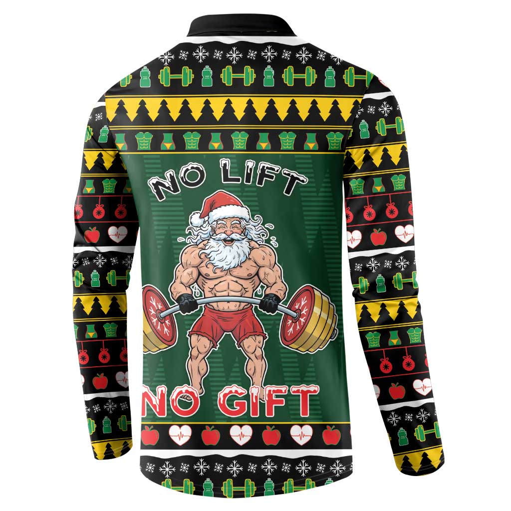 Xmas Gymer Christmas Button Sweatshirt No Lift No Gift - Wonder Print Shop