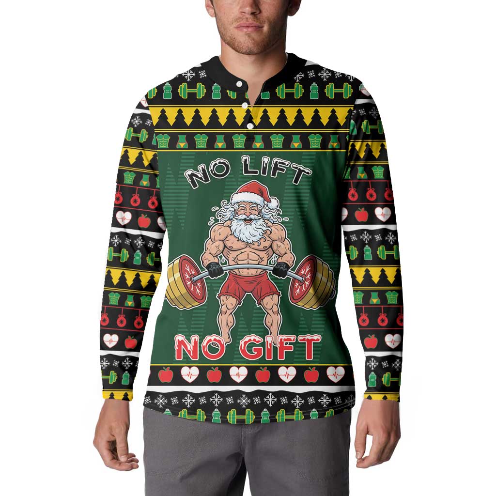 Xmas Gymer Christmas Button Sweatshirt No Lift No Gift - Wonder Print Shop