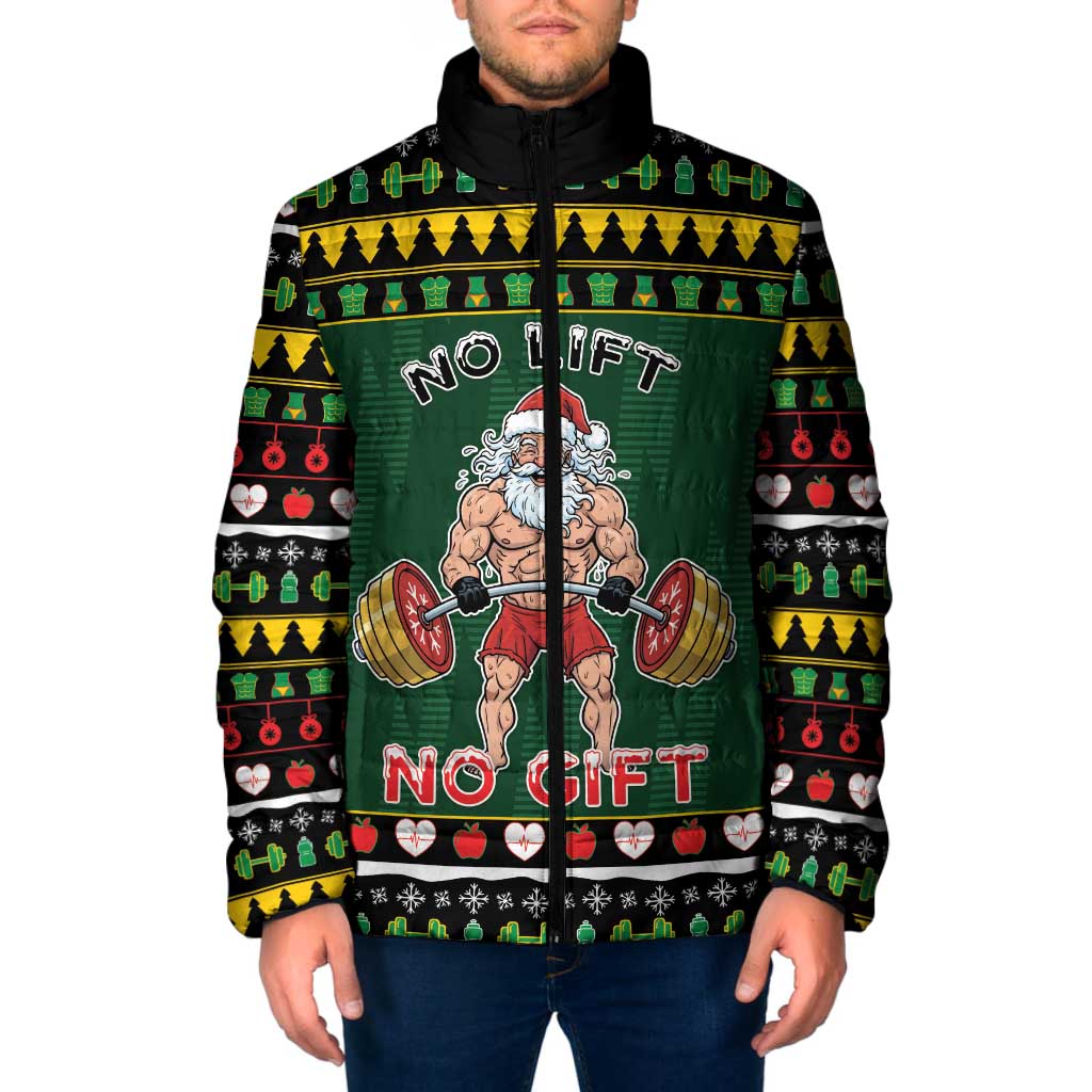 Xmas Gymer Christmas Padded Jacket No Lift No Gift - Wonder Print Shop