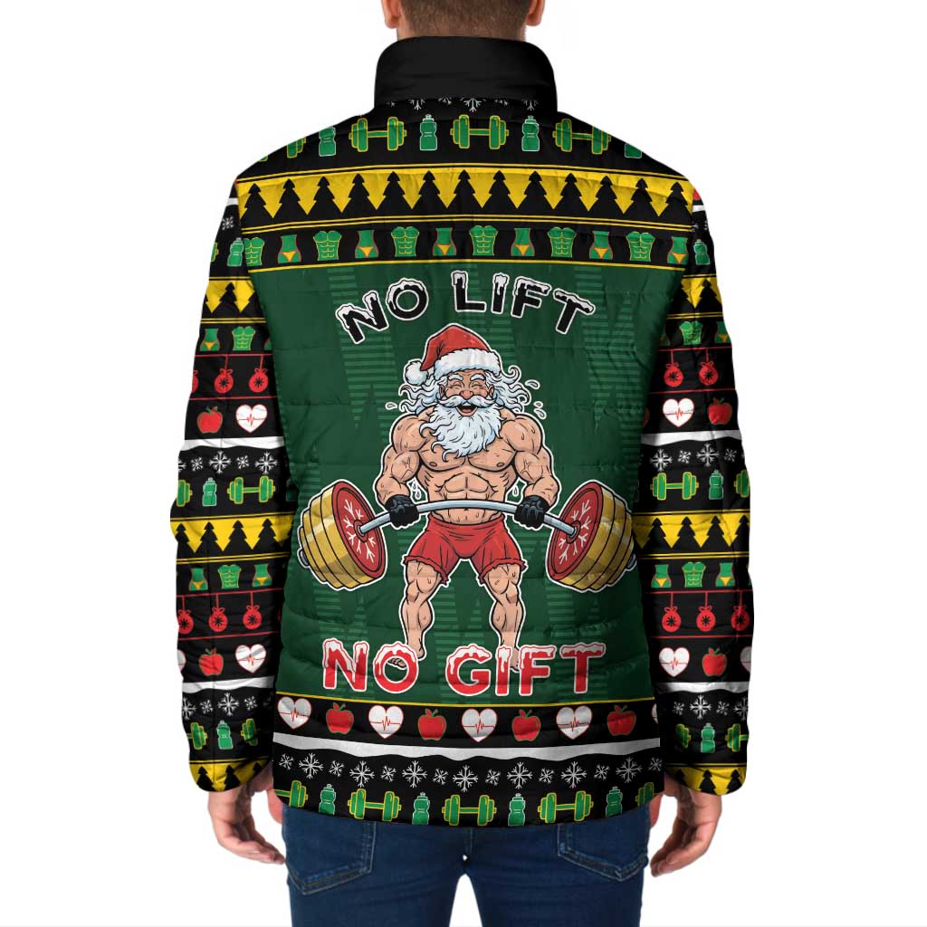 Xmas Gymer Christmas Padded Jacket No Lift No Gift - Wonder Print Shop