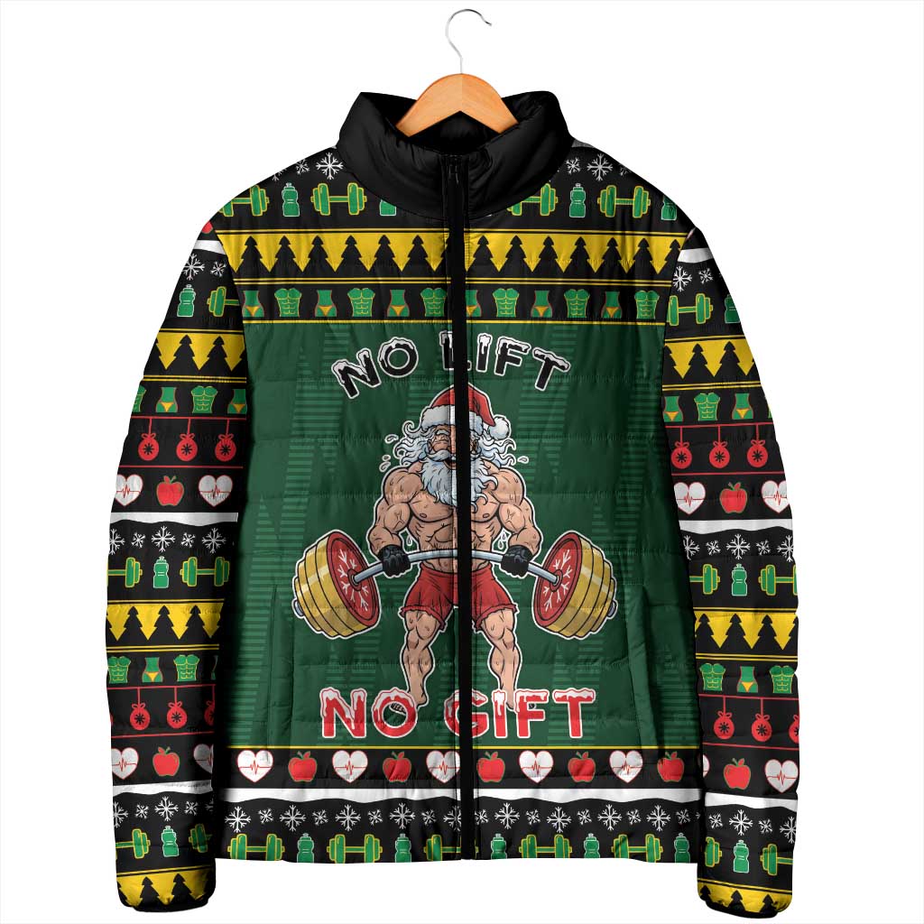 Xmas Gymer Christmas Padded Jacket No Lift No Gift - Wonder Print Shop