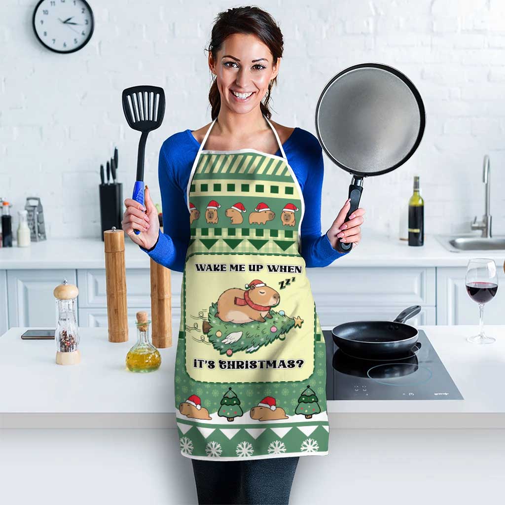 Capybara Christmas Apron Wake Me Up When It's Christmas - Wonder Print Shop