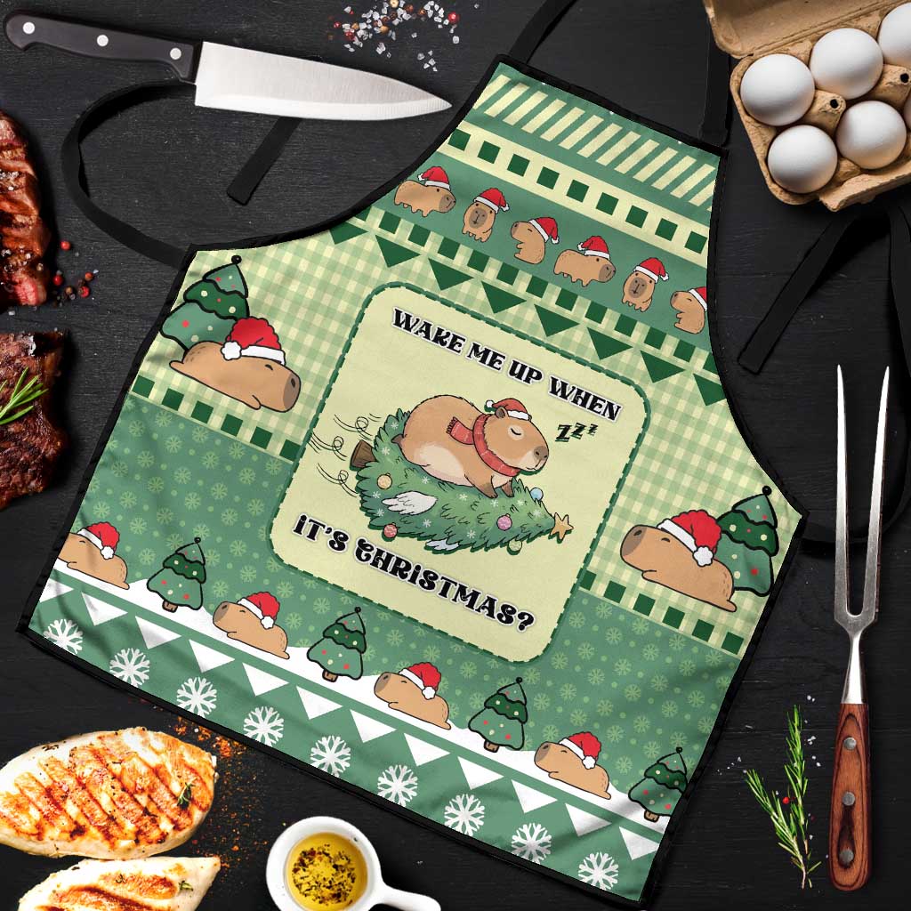 Capybara Christmas Apron Wake Me Up When It's Christmas - Wonder Print Shop