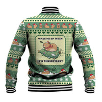 Capybara Christmas Baseball Jacket Wake Me Up When It's Christmas - Wonder Print Shop