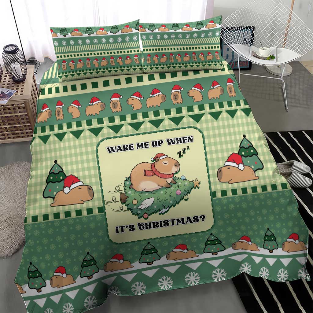 Capybara Christmas Bedding Set Wake Me Up When It's Christmas - Wonder Print Shop