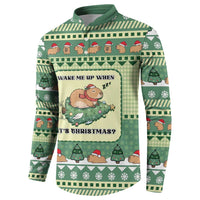 Capybara Christmas Button Sweatshirt Wake Me Up When It's Christmas - Wonder Print Shop