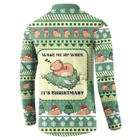 Capybara Christmas Button Sweatshirt Wake Me Up When It's Christmas - Wonder Print Shop