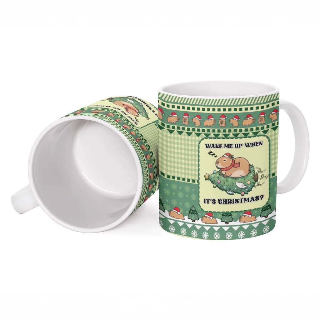 Capybara Christmas Ceramic Mug Wake Me Up When It's Christmas - Wonder Print Shop
