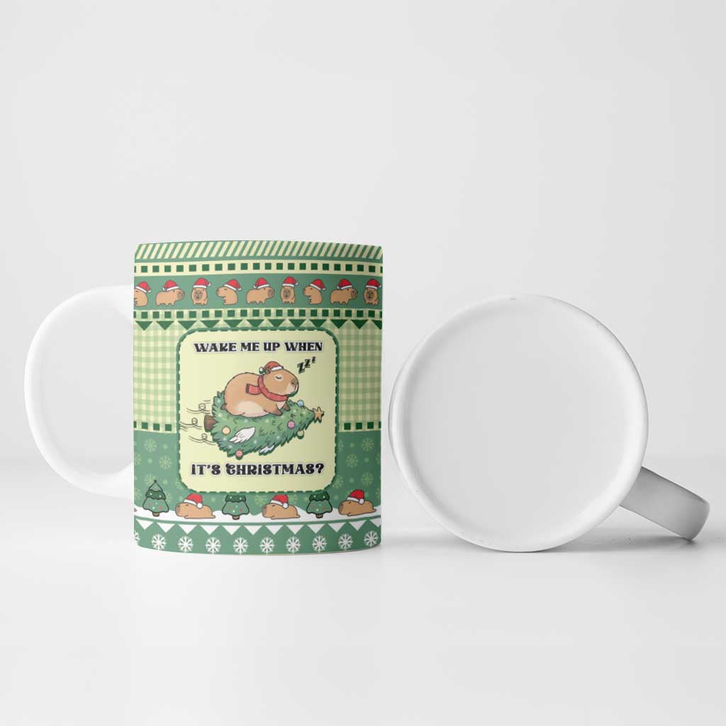 Capybara Christmas Ceramic Mug Wake Me Up When It's Christmas - Wonder Print Shop