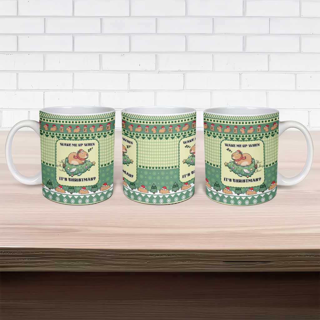 Capybara Christmas Ceramic Mug Wake Me Up When It's Christmas - Wonder Print Shop